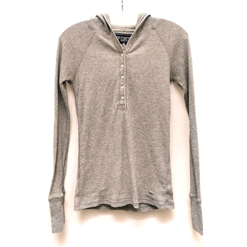 PINK Victoria Secret Waffle Knit Tee w/ Hoodie